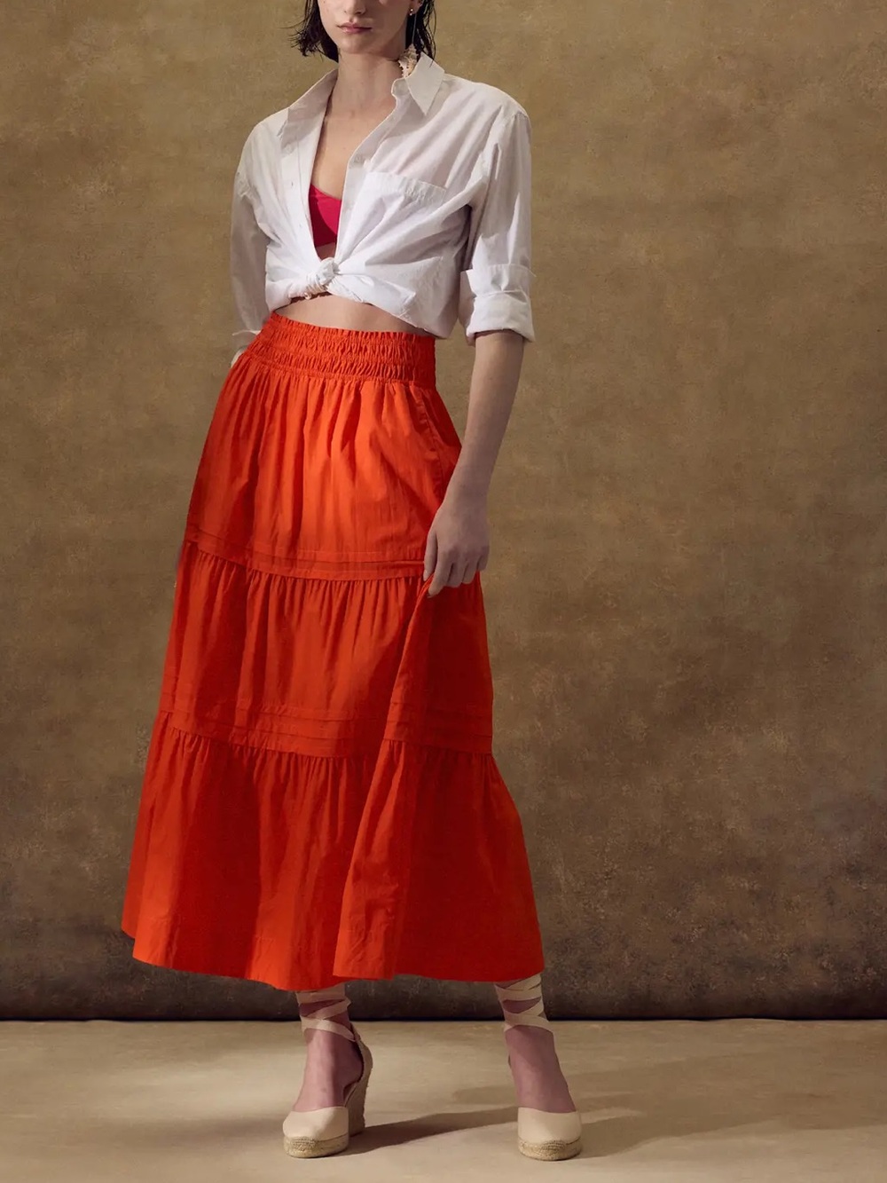 Quince 100% Organic Cotton Poplin Tiered Maxi Skirt